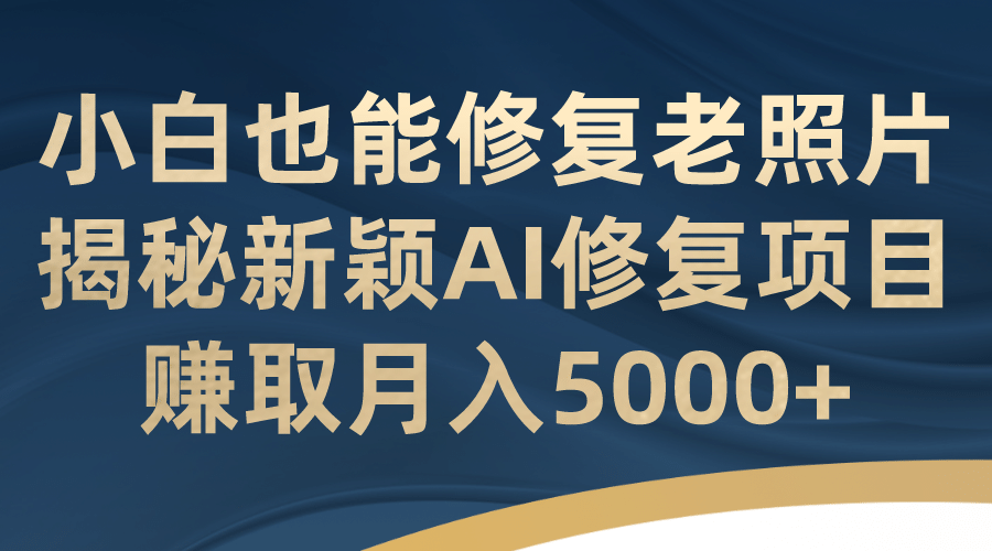小白也能修复老照片！揭秘新颖AI修复项目，赚取月入5000+|明哥资源