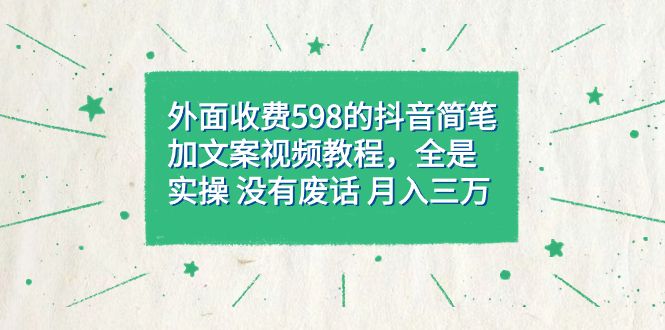 外面收费598抖音简笔加文案教程，全是实操 没有废话 月入三万（教程+资料）|明哥资源