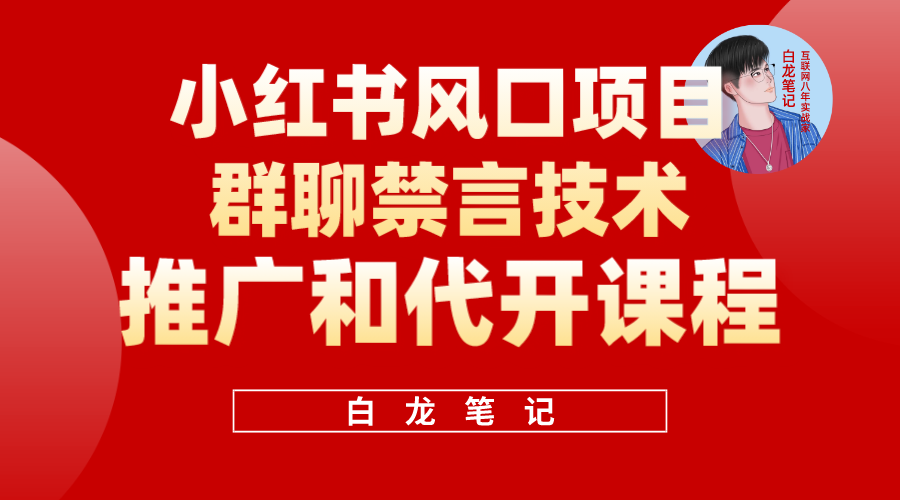 小红书风口项目日入300+，小红书群聊禁言技术代开项目，适合新手操作|明哥资源