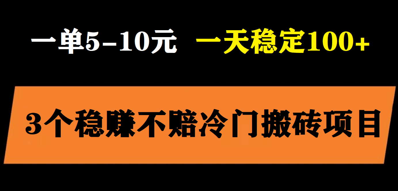 3个最新稳定的冷门搬砖项目，小白无脑照抄当日变现日入过百|明哥资源