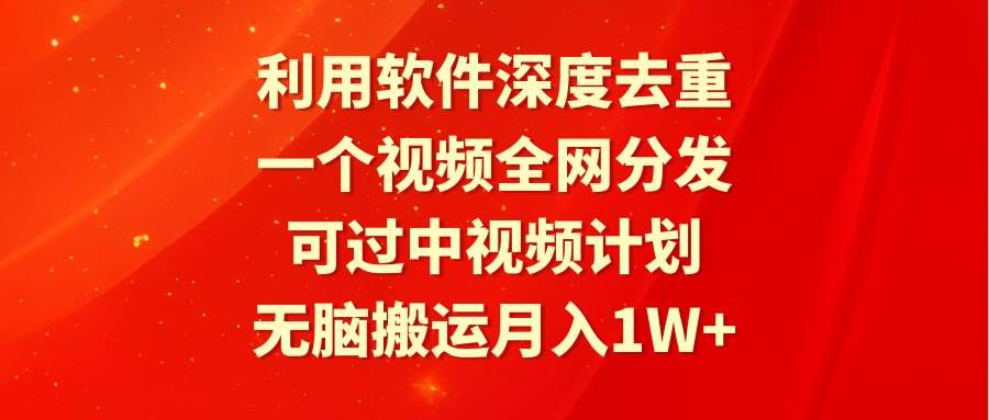 利用软件深度去重，一个视频全网分发，可过中视频计划，无脑搬运月入1W+|明哥资源