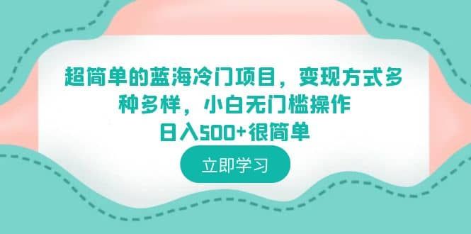 超简单的蓝海冷门项目，变现方式多种多样，小白无门槛操作日入500+很简单|明哥资源