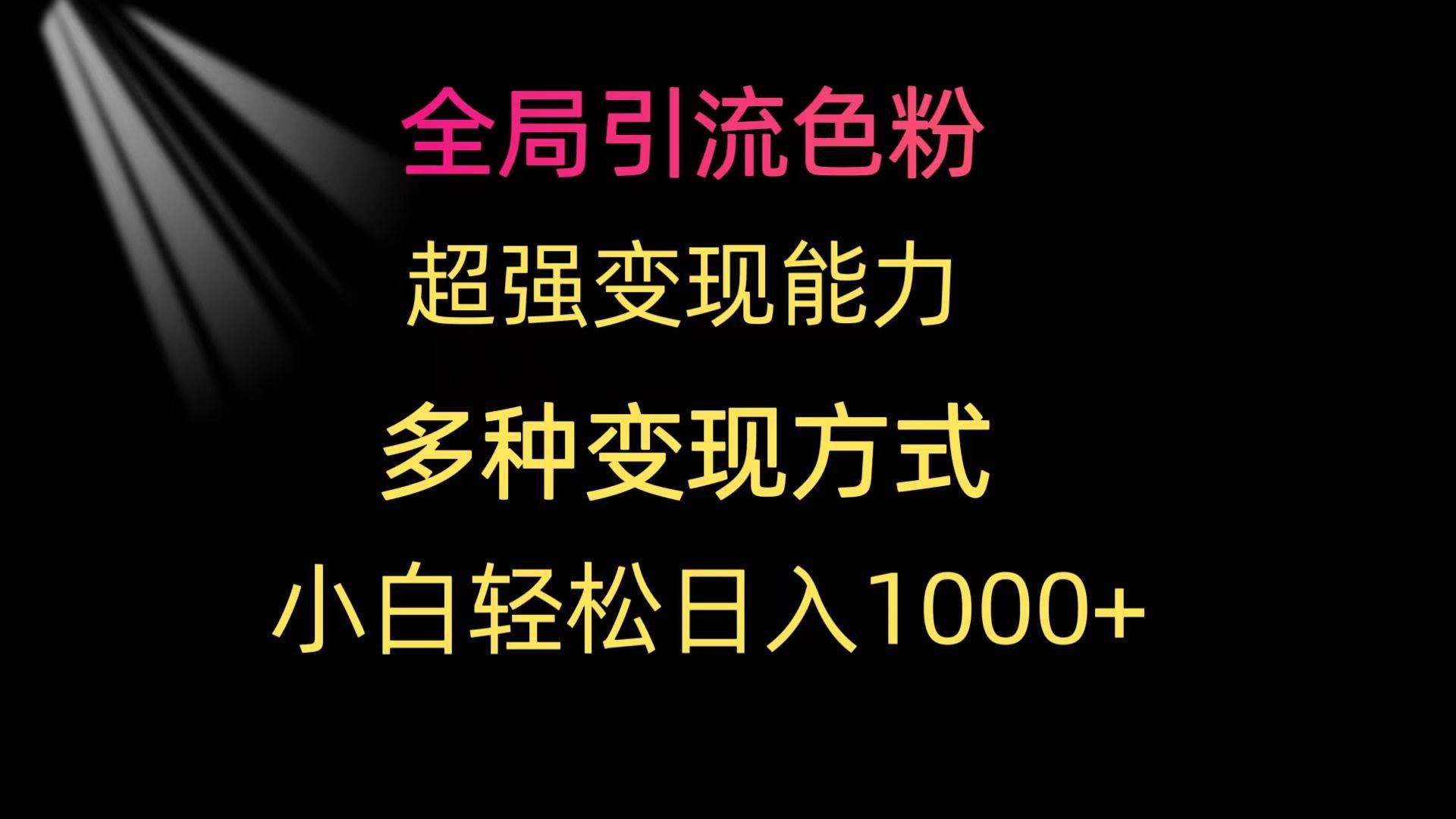 全局引流色粉 超强变现能力 多种变现方式 小白轻松日入1000+|明哥资源