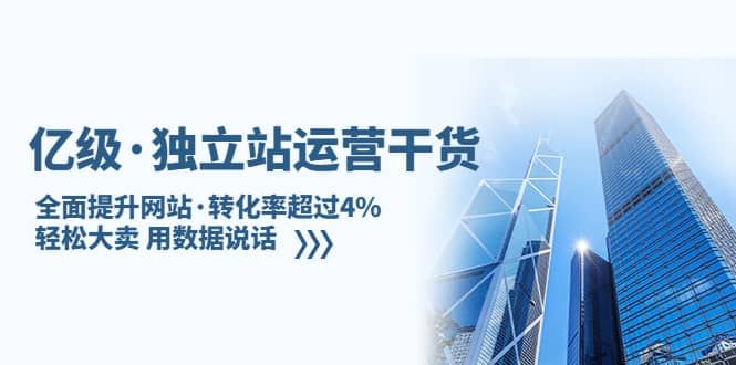 独立站运营干货：全面提升网站·转化率超过4%，轻松大卖 用数据说话|明哥资源