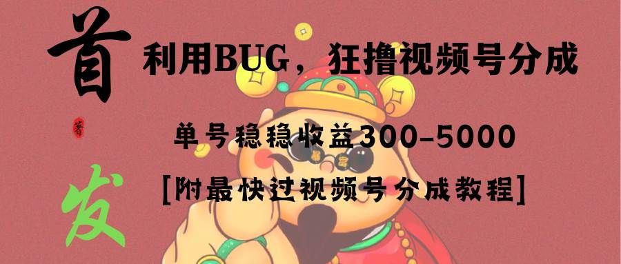 全网独家首发,视频号BUG,超短期项目,单号每日净收益300-5000!|明哥资源