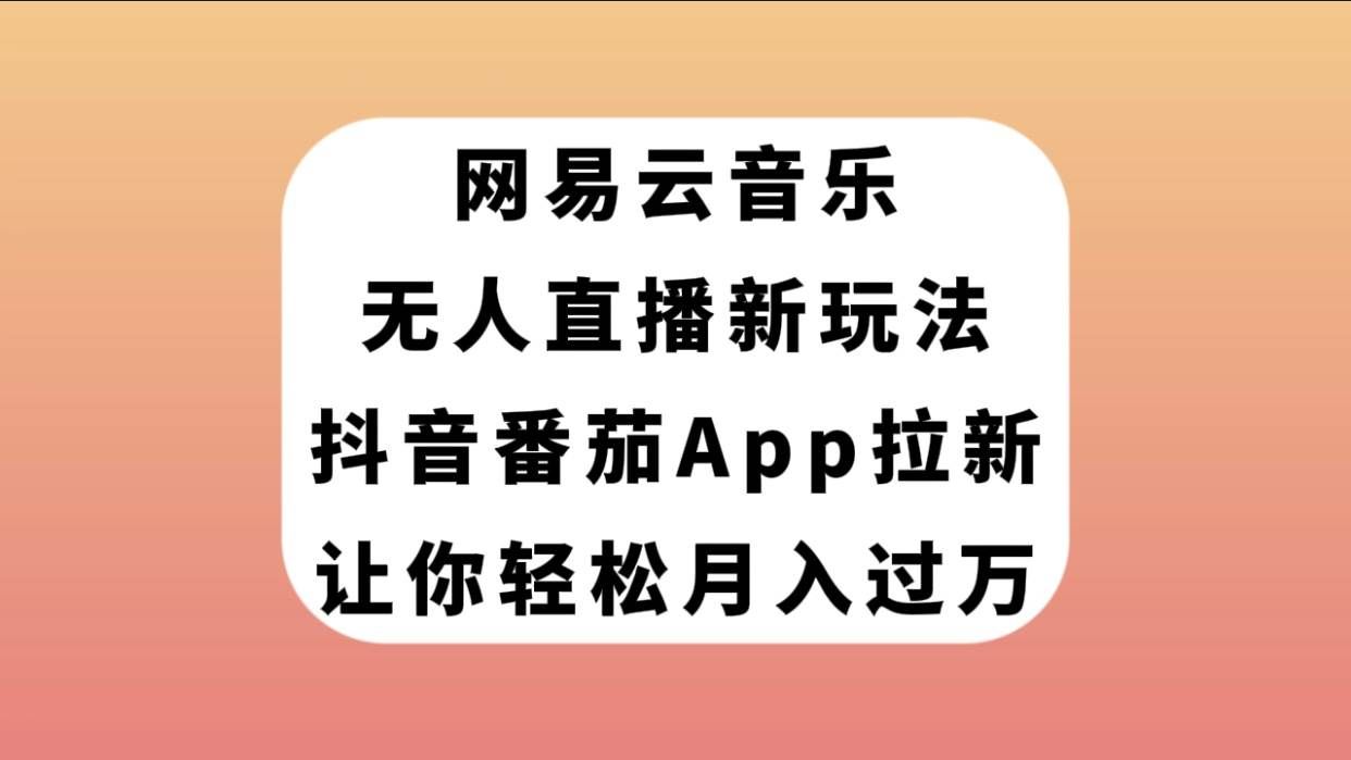 网易云音乐无人直播新玩法，抖音番茄APP拉新，让你轻松月入过万|明哥资源