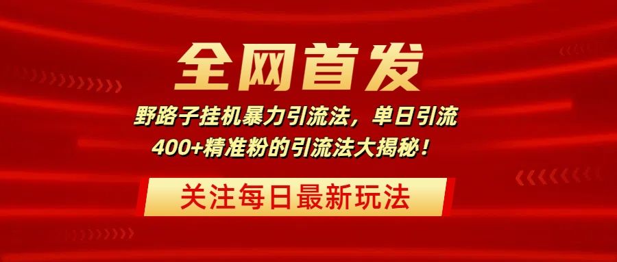 全网首发，野路子挂机暴力引流法，单日引流400+精准粉的引流法大揭秘！|明哥资源
