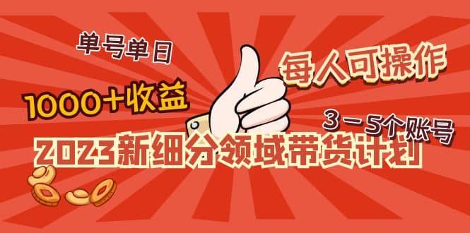 2023新细分领域带货计划:单号单日1000+收益不难,每人可操作3-5个账号|明哥资源