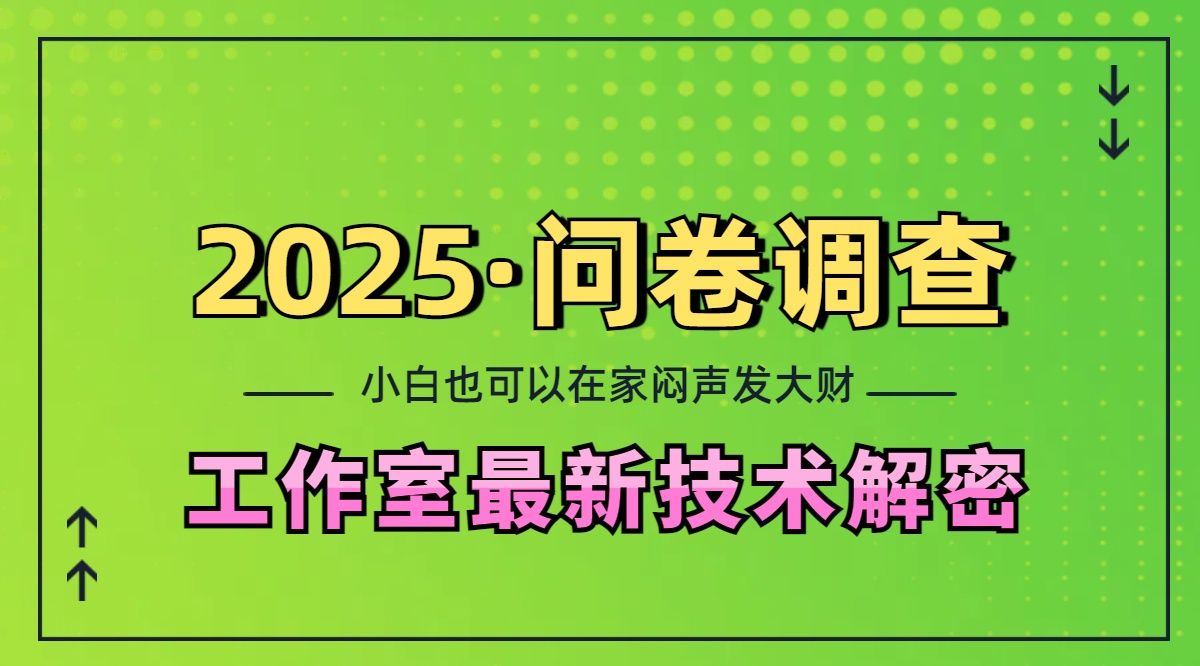 2025《问卷调查》最新工作室技术解密：一个人在家也可以闷声发大财，小白一天200+，可矩阵放大|明哥资源