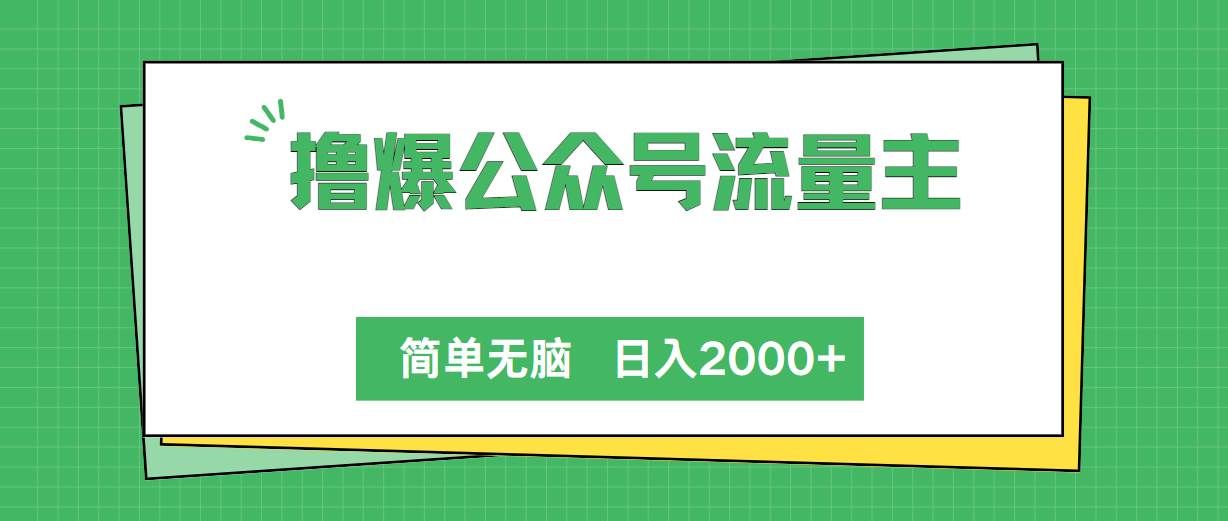 撸爆公众号流量主,简单无脑,单日变现2000+|明哥资源