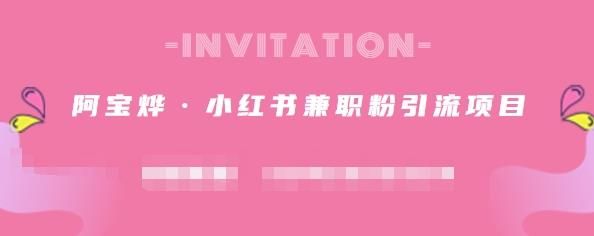 阿宝烨·小红书兼职粉引流项目，流量大，引流效果好【视频课程】|明哥资源
