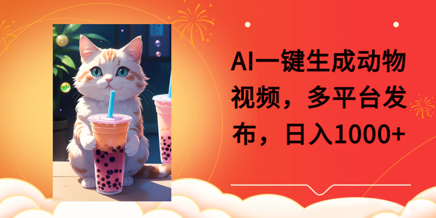 AI一键生成动物搞笑视频，多平台发布，轻松破千万播放，日入2000+|明哥资源