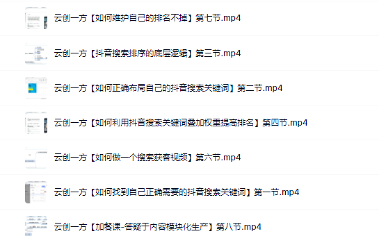 云创一方2022抖音SEO系列课程，教你如何快速上抖音搜索排名第一|明哥资源