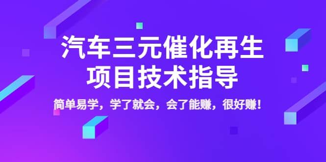汽车三元催化再生项目技术指导，简单易学，学了就会，会了能赚，很好赚！|明哥资源