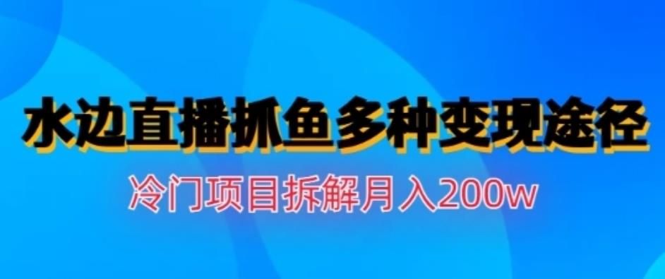 水边直播抓鱼，多种变现途径冷门项目，月入200w拆解【揭秘】|明哥资源