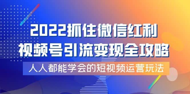 2022抓住微信红利，视频号引流变现全攻略，人人都能学会的短视频运营玩法|明哥资源