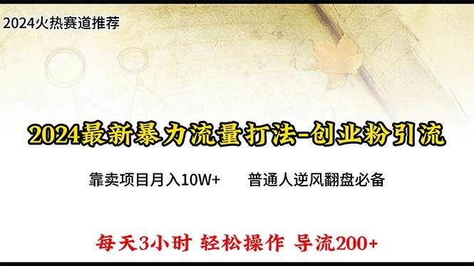 2024年最新暴力流量打法，每日导入300+，靠卖项目月入10W+|明哥资源