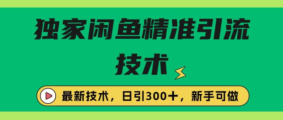 独家闲鱼引流技术，日引300＋实战玩法|明哥资源