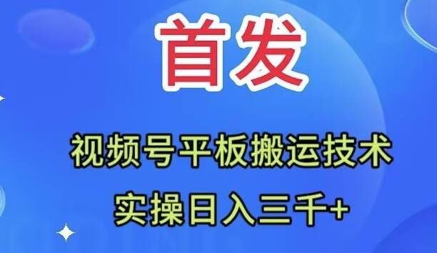 全网首发:视频号平板搬运技术,实操日入三千+|明哥资源