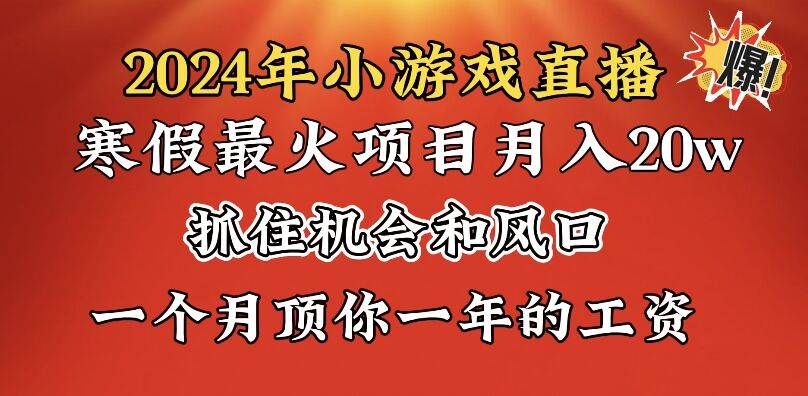 2024年寒假爆火项目，小游戏直播月入20w+，学会了之后你将翻身|明哥资源