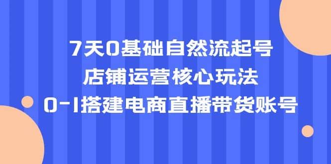 7天0基础自然流起号，店铺运营核心玩法，0-1搭建电商直播带货账号|明哥资源