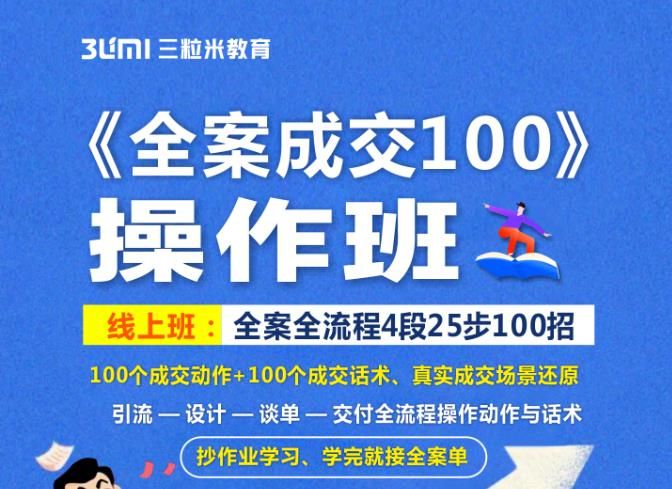 《全案成交100》全案全流程4段25步100招，操作班|明哥资源