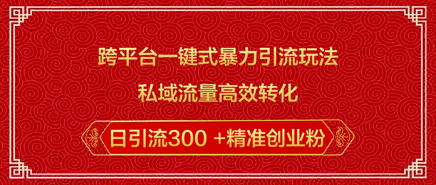 跨平台一键式暴力引流玩法,私域流量高效转化日引流300 +精准创业粉|明哥资源