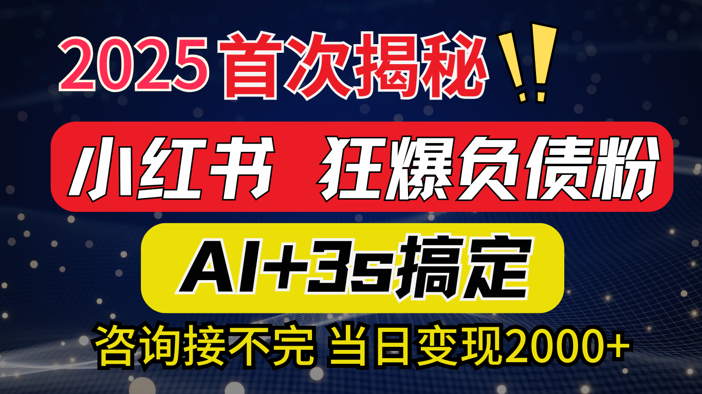 2025引流天花板：最新小红书狂暴负债粉思路，咨询接不断，当日入2000+|明哥资源
