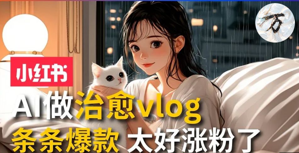 AI治愈系vlog动画视频，小红书7天 涨粉破千，商单报价1500+，0成本制作，日入2000+，有手就会 |明哥资源