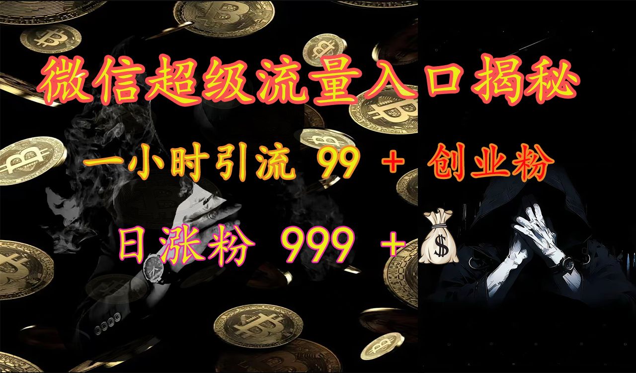 微信超级流量入口揭秘：一小时引流 99 + 创业粉，日涨粉 999 +【揭秘】|明哥资源