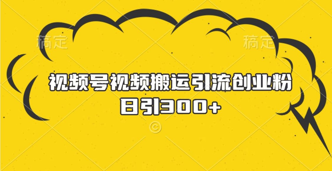 视频号视频搬运引流创业粉，日引300+|明哥资源