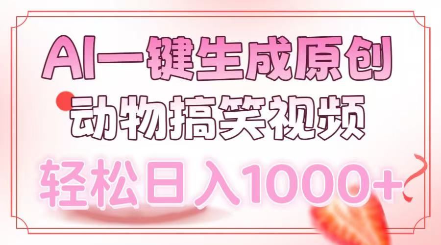 AI一键生成原创动物搞笑视频，轻松日入1000+|明哥资源