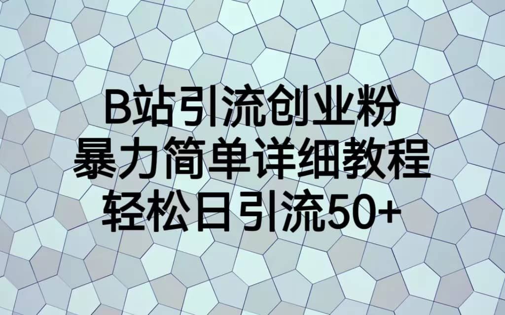 B站引流创业粉，暴力简单详细教程，轻松日引流50+|明哥资源