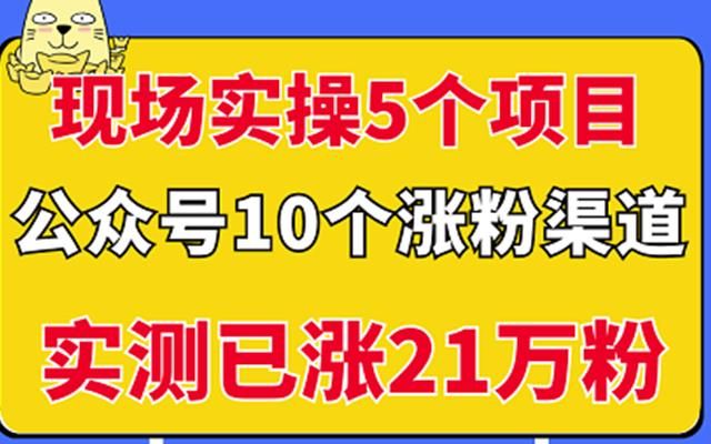 现场实操5个公众号项目，10个涨粉渠道，实测已涨21万粉！|明哥资源