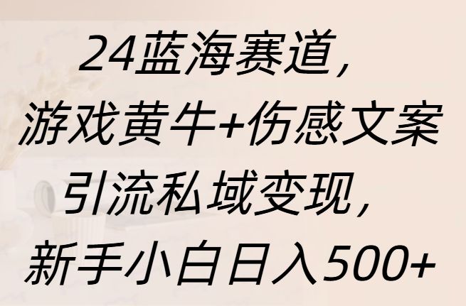 24蓝海赛道，游戏黄牛+伤感文案引流私域变现，新手日入500+|明哥资源