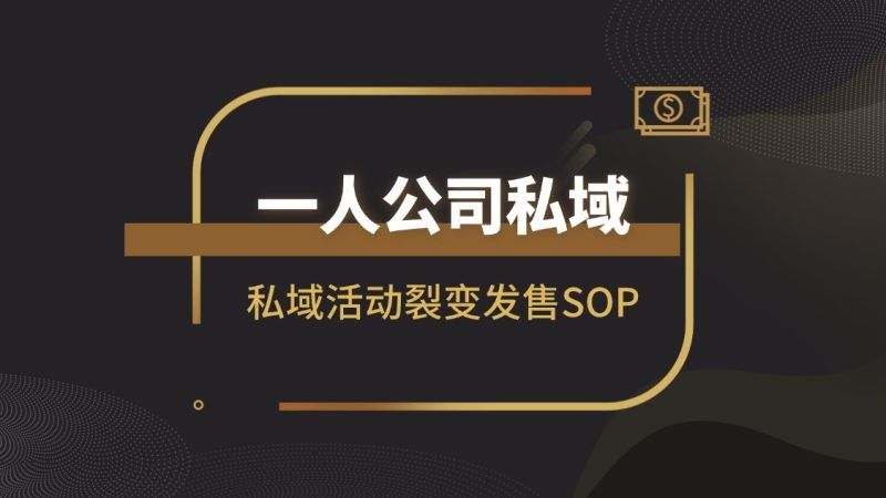 一人公司私域活动裂变发售SOP|明哥资源