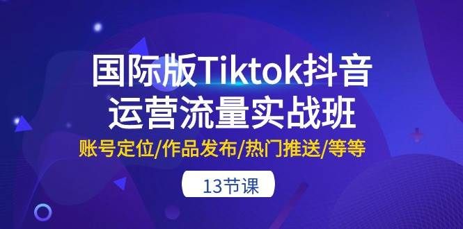 国际版Tiktok抖音运营流量实战班:账号定位/作品发布/热门推送/等等-13节|明哥资源