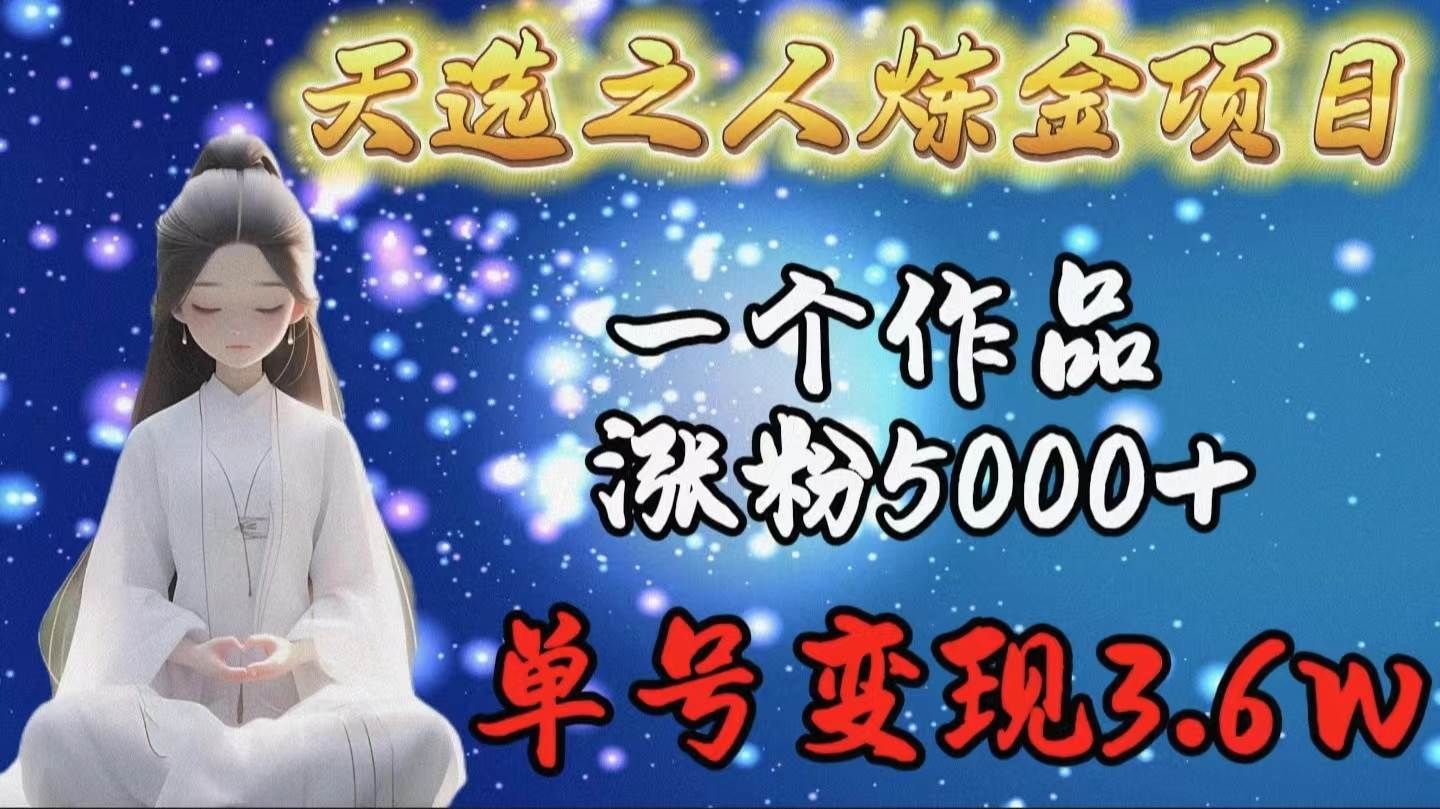 天选之人炼金项目，一个作品涨粉5000+，单号变现3.6w|明哥资源
