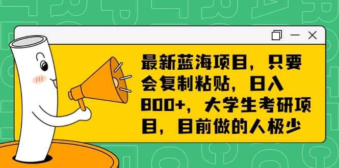 最新蓝海项目，只要会复制粘贴，日入800+，大学生考研项目，目前做的人极少|明哥资源