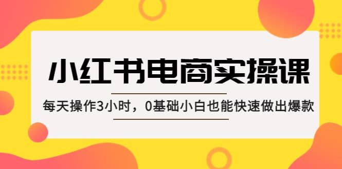 小红书·电商实操课：每天操作3小时，0基础小白也能快速做出爆款|明哥资源
