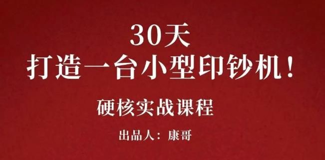 康哥30天打造一台小型印钞机：躺赚30万的项目完整复盘（视频教程）|明哥资源