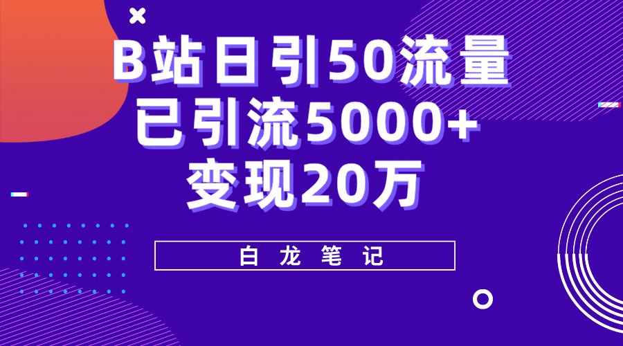 B站日引50+流量，实战已引流5000+变现20万，超级实操课程|明哥资源