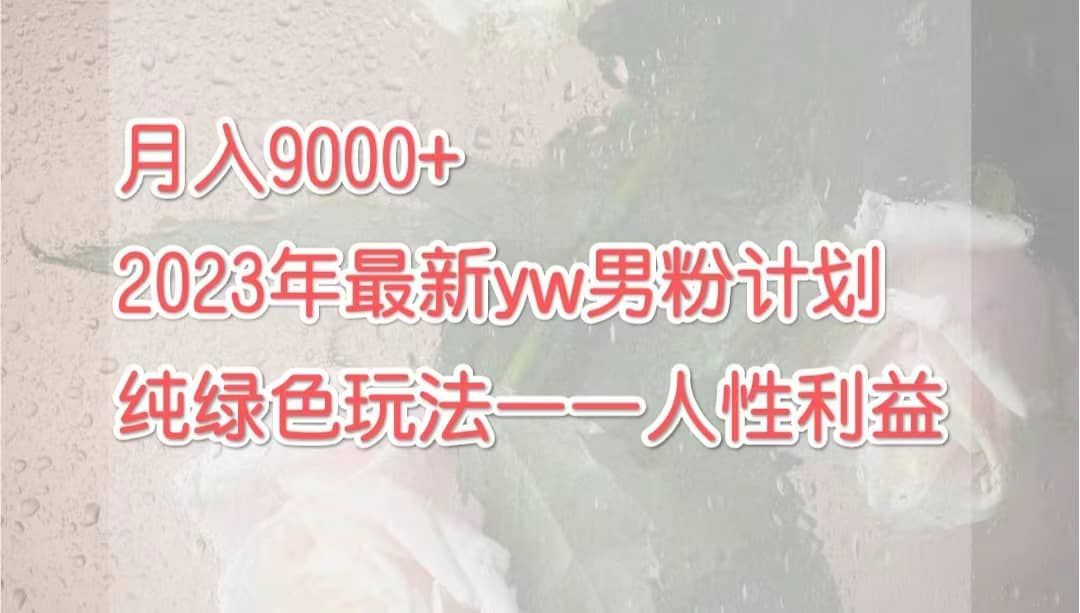 月入9000+2023年9月最新yw男粉计划绿色玩法——人性之利益|明哥资源