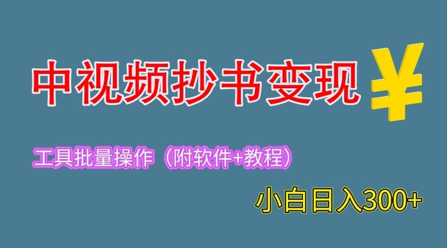 2023中视频抄书变现(附工具+教程),一天300+,特别适合新手操作的副业|明哥资源