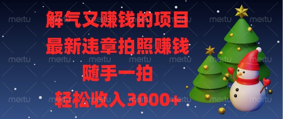 解气又赚钱的项目，最新违章拍照赚钱，随手一拍，轻松收入3000+|明哥资源