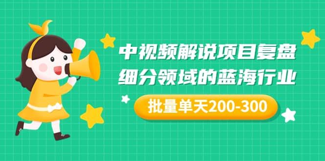 某付费文章：中视频解说项目复盘：细分领域的蓝海行业 批量单天200-300收益|明哥资源
