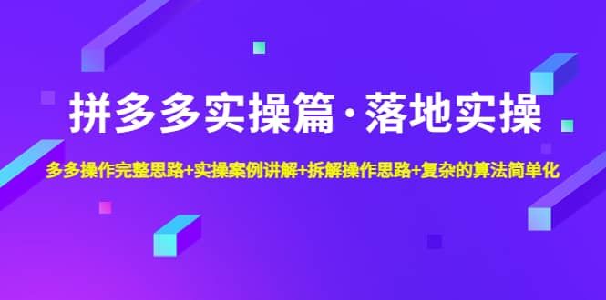 拼多多实操篇·落地实操 完整思路+实操案例+拆解操作思路+复杂的算法简单化|明哥资源