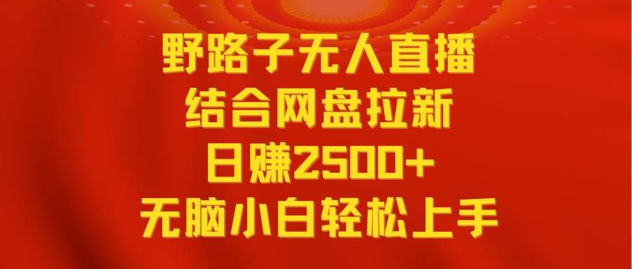无人直播野路子结合网盘拉新,日赚2500+多平台变现,小白无脑轻松上手操作|明哥资源