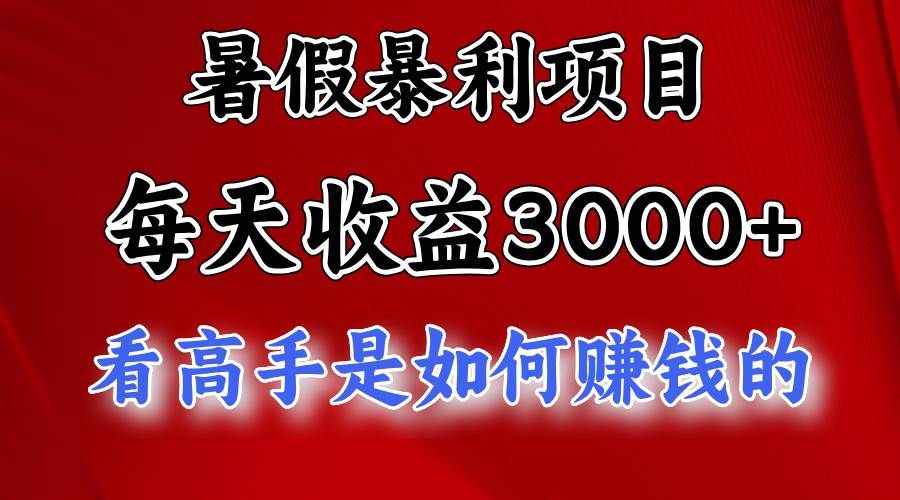 暑假暴利项目，每天收益3000+ 努努力能达到5000+，暑假大流量来了|明哥资源