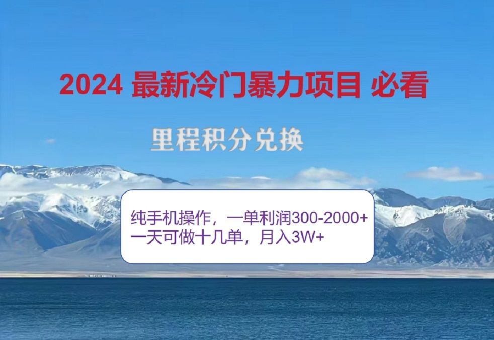 2024惊爆冷门暴利！出行高峰来袭，里程积分，高爆发期，一单300+—2000+，月入过万不是梦！|明哥资源
